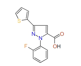 1-(2-Fluorophenyl)-3-(thiophen-2-yl)-1H-pyrazole-5-carboxylic acid, 97%