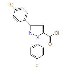 3-(4-Bromophenyl)-1-(4-fluorophenyl)-1H-pyrazole-5-carboxylic acid, 97%