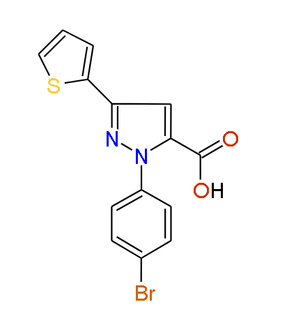 1-(4-Bromophenyl)-3-(thiophen-2-yl)-1H-pyrazole-5-carboxylic acid, 97%
