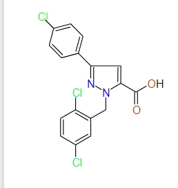 1-(2,5-Dichlorobenzyl)-3-(4-chlorophenyl)-1H-pyrazole-5-carboxylic acid, 97%