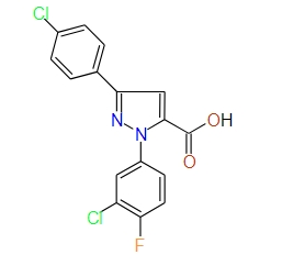 1-(3-Chloro-4-fluorophenyl)-3-(4-chlorophenyl)-1H-pyrazole-5-carboxylic acid, 97%